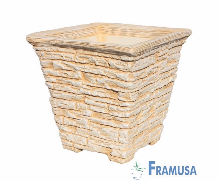 pot carré évasé effet pierre