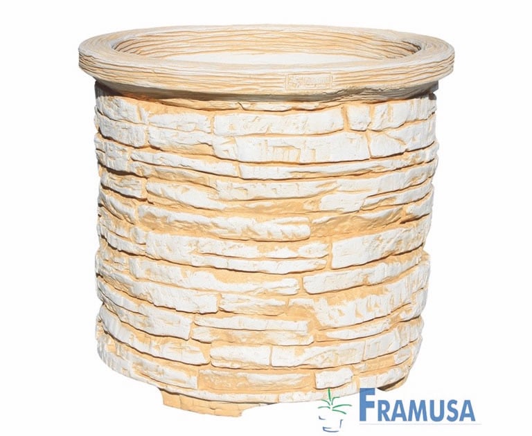 pot évasé rond effet pierre