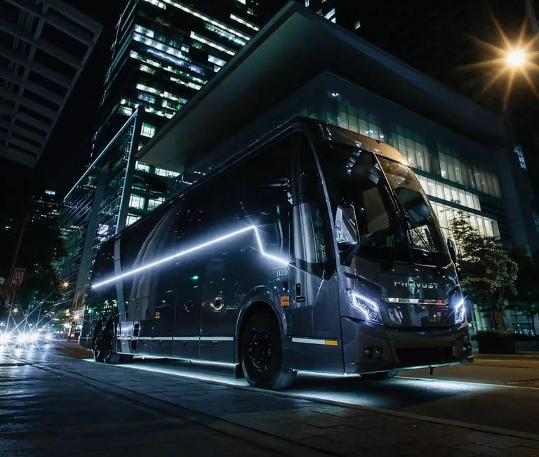 Luxury chauffeur coach bus for large group transportation in Toronto