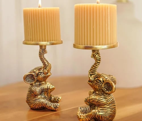 Elephant shape candle holder made up with brass