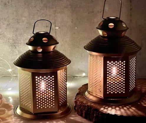 Lalten for candle made up with brass