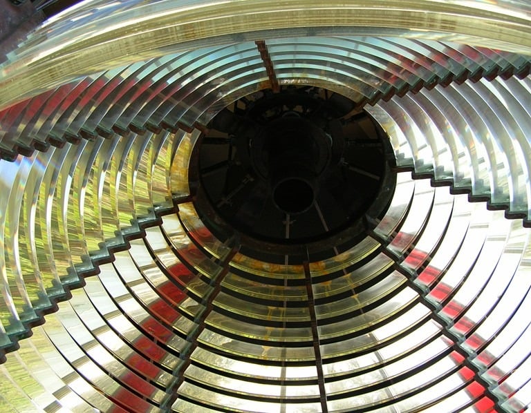 The lens of a lighthouse in Oregon