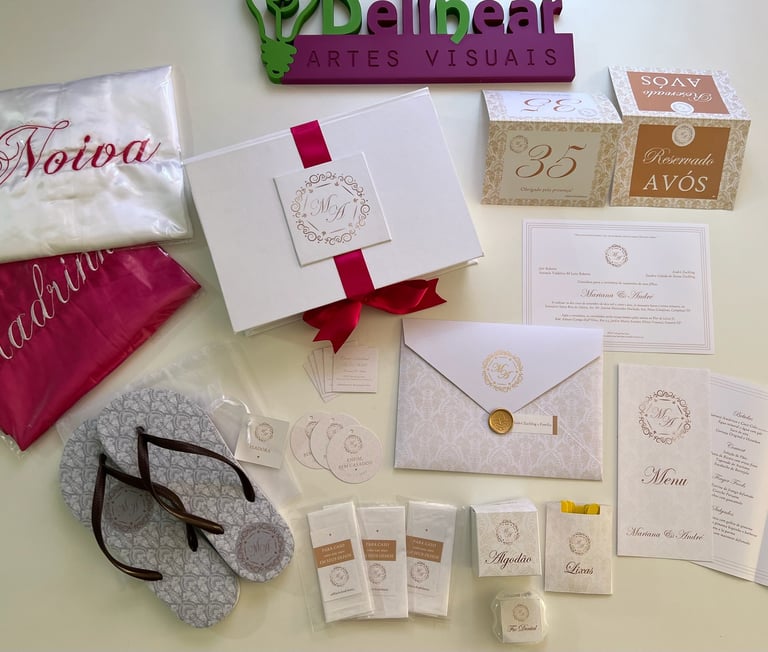 Identidade visual para casamento clássica criada pela Delinear 