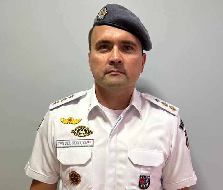 Eu vestido de policial do corpo médico militarr do Amapá