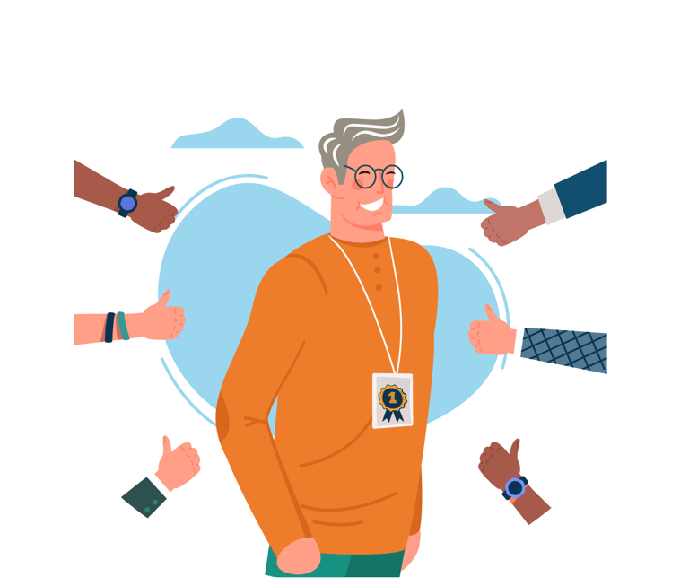 six hands giving thumbs up to a man that simbolizes a CRMP