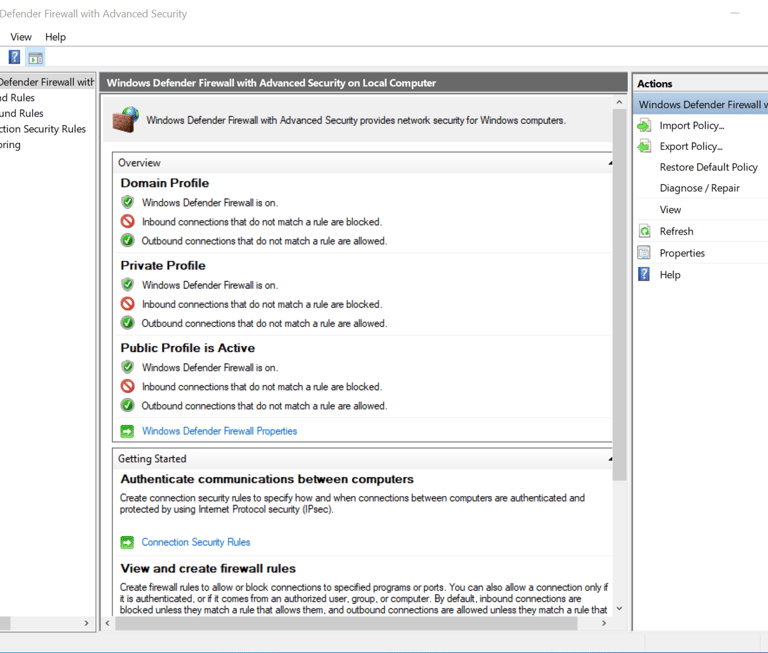 example windows firewall settings panel