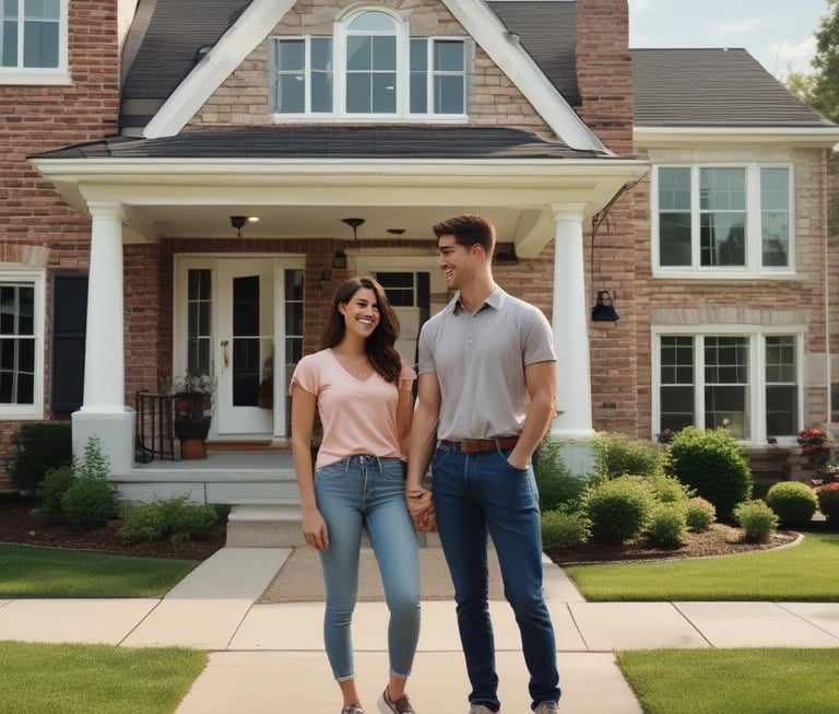 Tyler Giesbrecht warmly greeting a family in a bright, cozy living room.