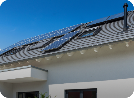 a solar paneled roof with solar panels on a house