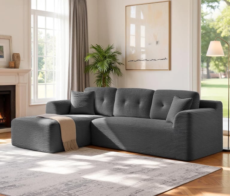 VASAGLE 108.3 Inches Boneless Couch with Chaise, Modular Sectional Sofa, Modern Cloud Couch with Dee