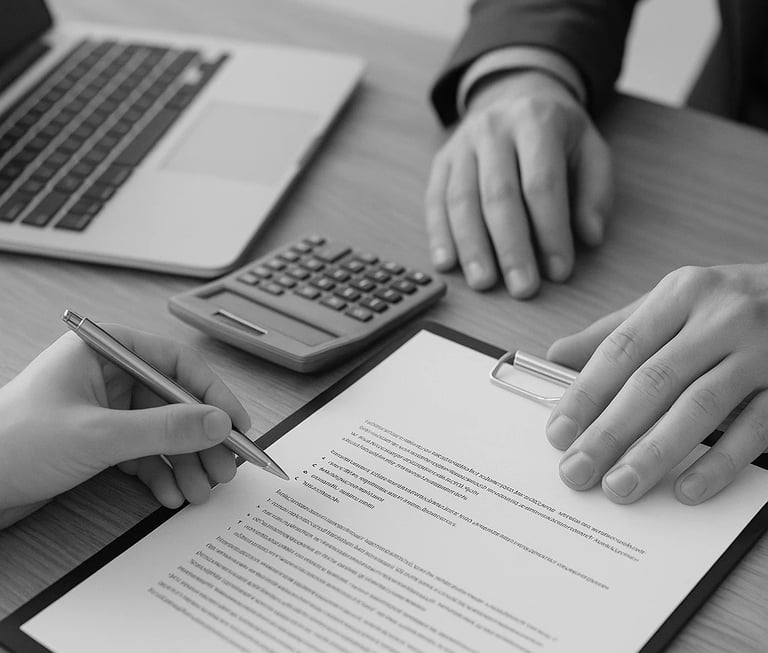 a man and woman sitting at a desk with a laptop