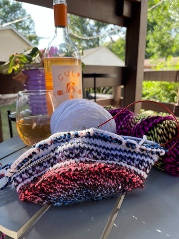 A knitting project in progress