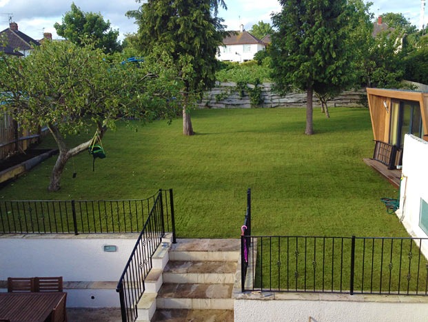 Photo of new lawn in garden in Bristol