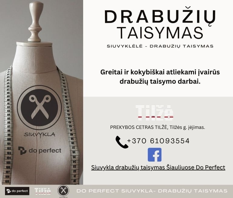 drabužių taisymas šiauliuose, siuvimo paslaugos, kelnių lenkimas, kostiumų suknelių taisymas