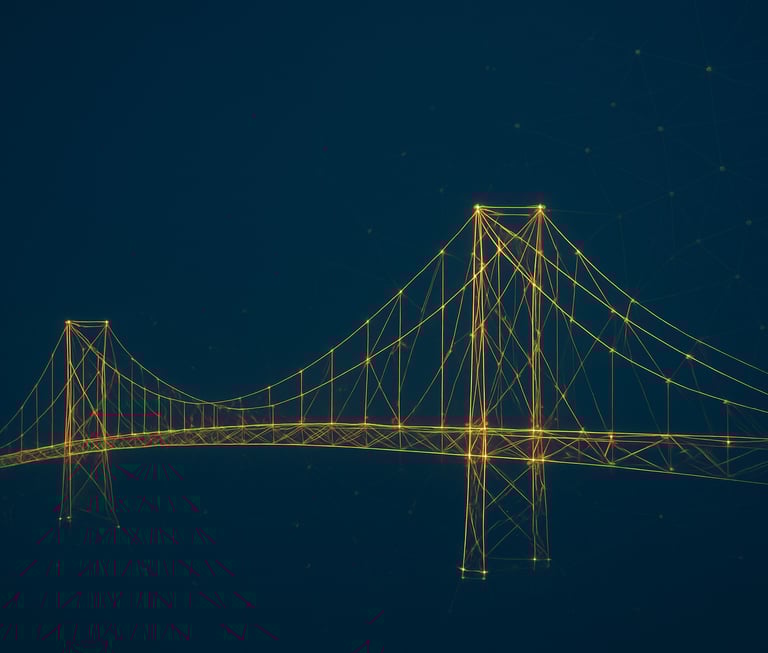 A photo of a bridge symbolizes digital connection