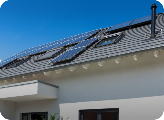 a solar paneled roof with solar panels on a house