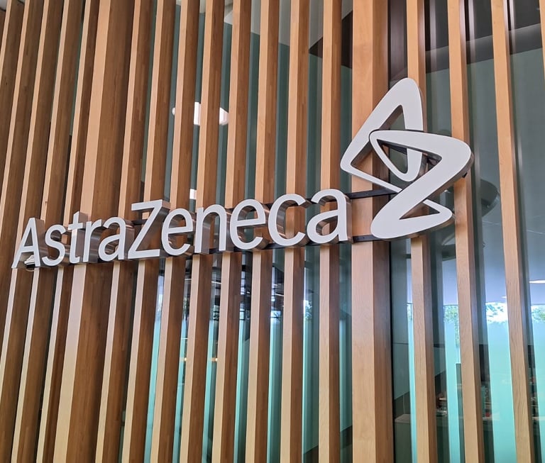 Interior 3D logo signage installed for AstraZeneca corporate office