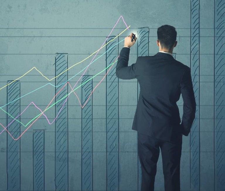 imagem de um gráfico indicando o crescimento dos juros compostos .