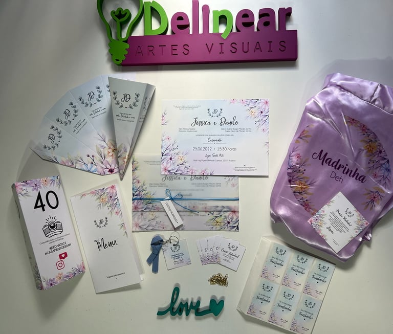 Identidade visual para casamento romântica criada pela Delinear 