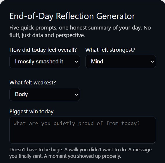 End-of-day reflection generator