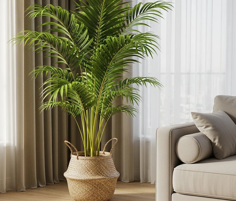 Una hermosa Palma Areca en un salon bien iluminado