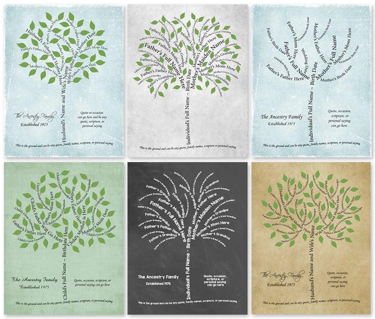 Ancestry trees from Custom Family Tree Art