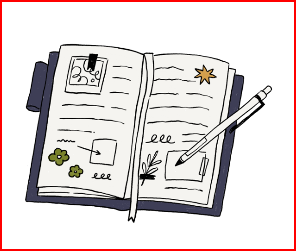 A journal with a pen writing on it