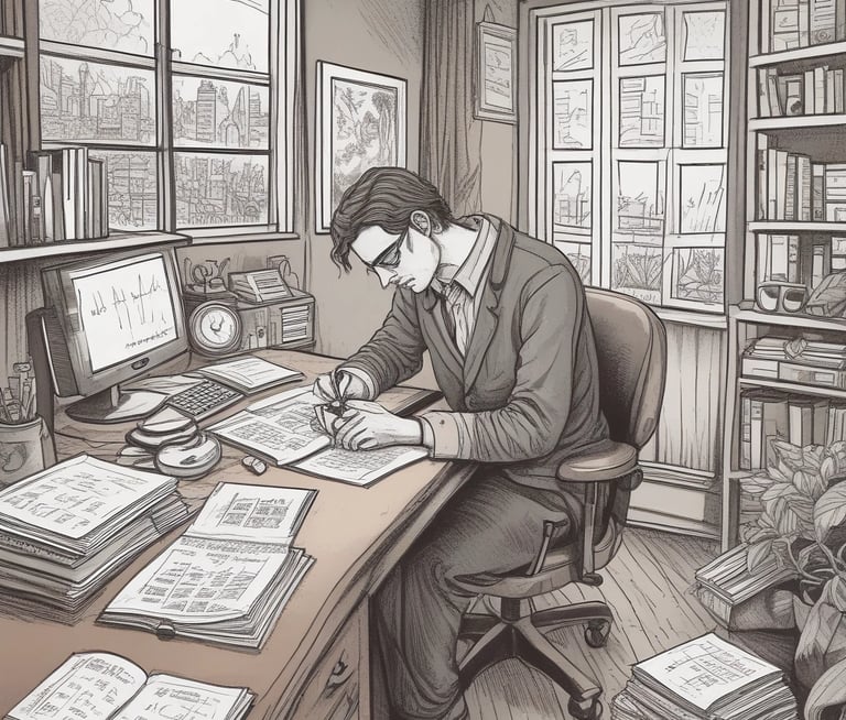 A cozy desk with an open notebook, pen, and a steaming cup of coffee inviting thoughtful correspondence.