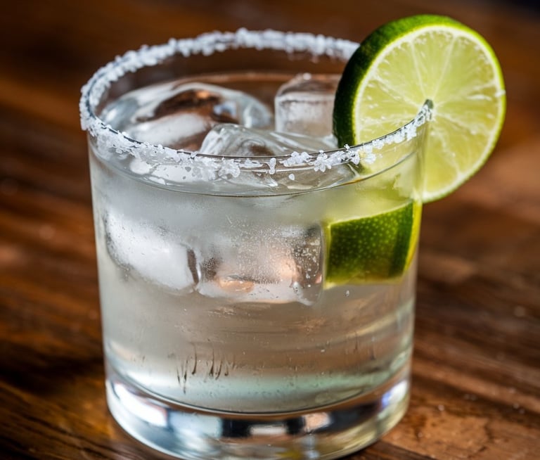 Margarita in a salt-rimmed glass