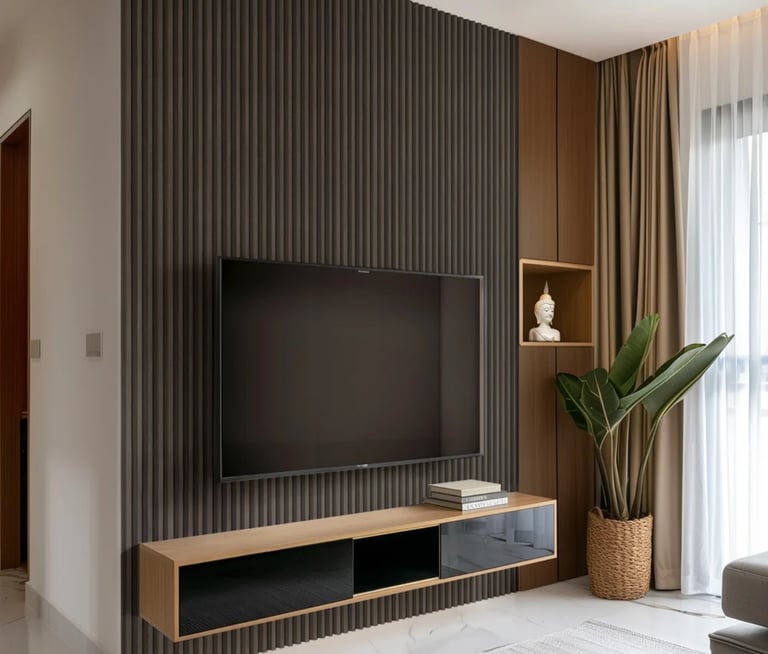 panneaux linea cannelés noir droit intérieur déco