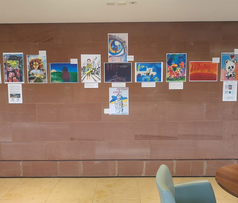 exhibition of paintings by children affected by war in Liverpool