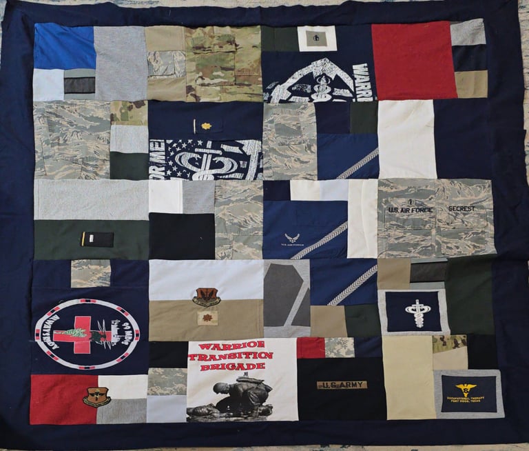 A military uniform quilt top