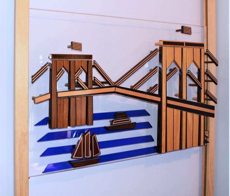 BROOKLYN BRIDGE adjustable wall art support pic-richWOODart.com-51"x30"-43 lbs.+supports 