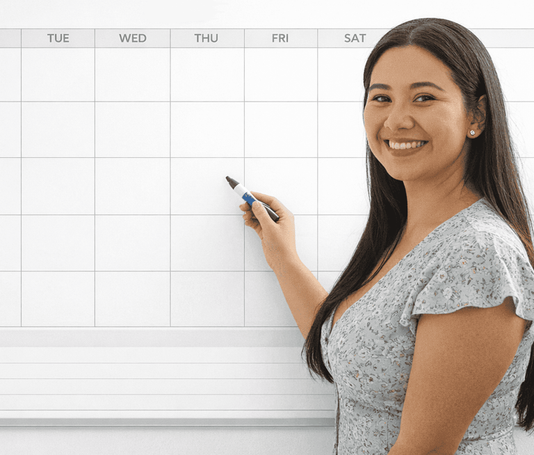 Teacher showing the options on her calendar