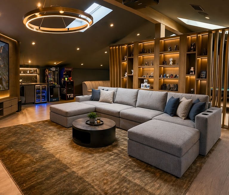 Custom sectional sofa for a luxury media room by Solo Home Decor