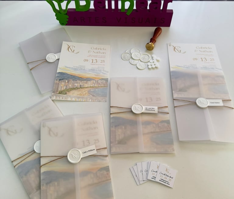 Identidade visual para casamento com aquarela criada pela Delinear 