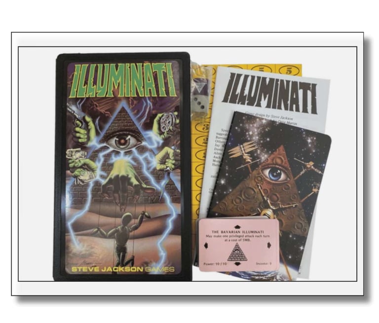 O primeiro jogo illuminati foi lançado em 1982 no formato Pocket Box (formato de bolso) pela SJG