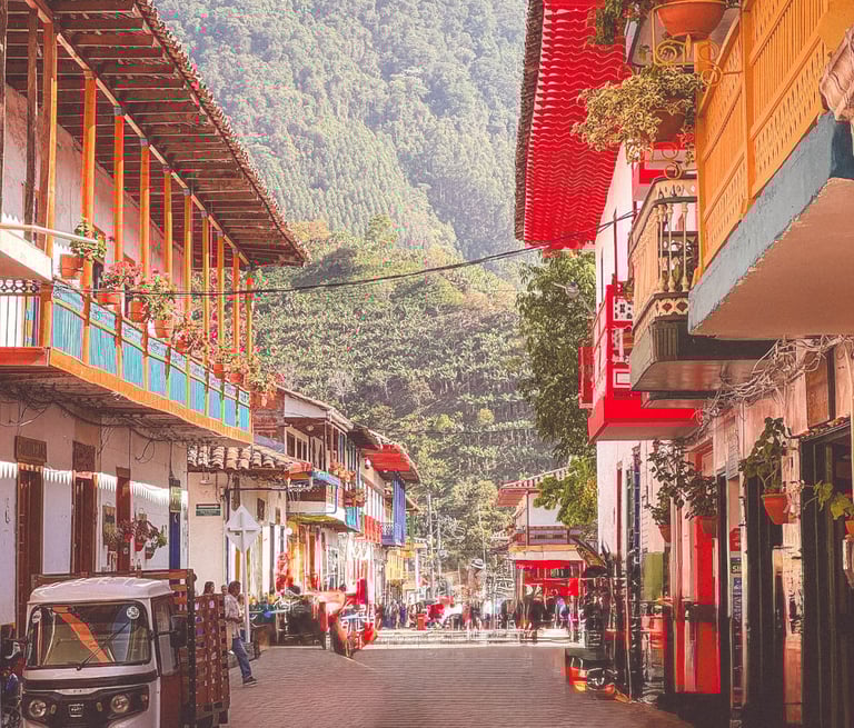 The center of Jardín in Colombia, South America