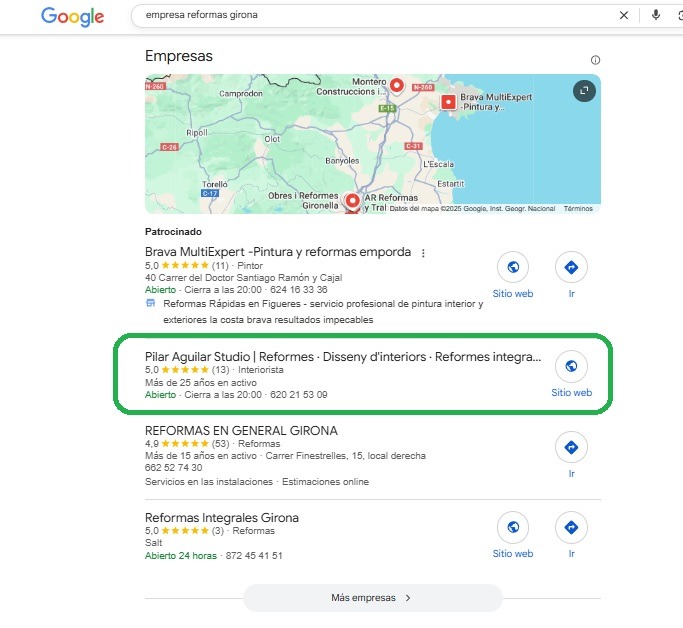 posicionamiento google maps girona