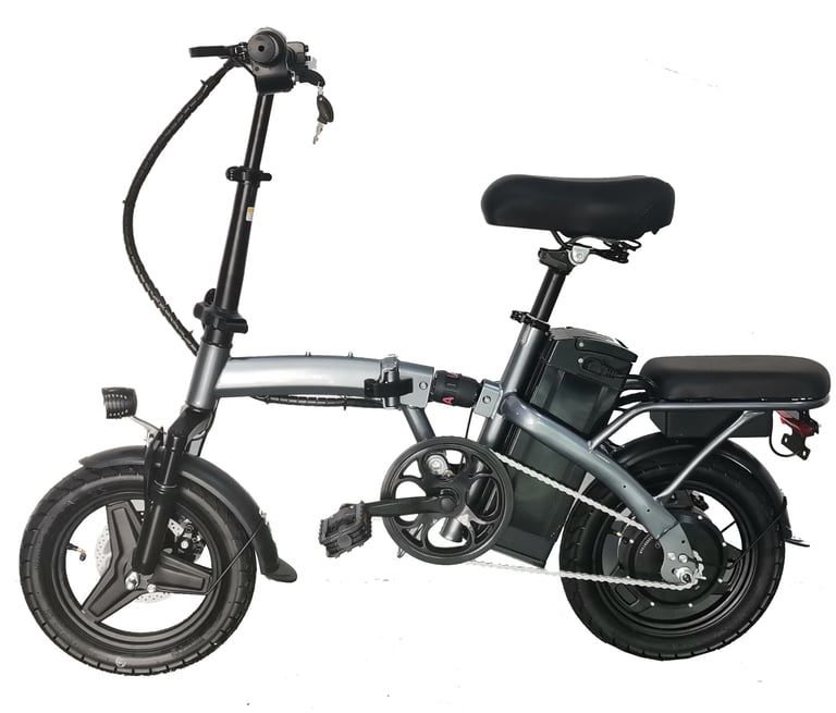 a small electric bike with a seat and a seat