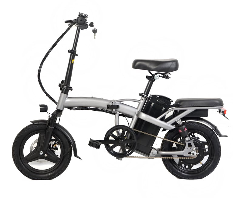 a folding bike with a seat and a seat