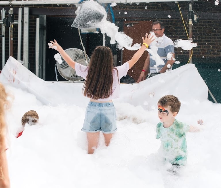 kids and adults loving the foam party
