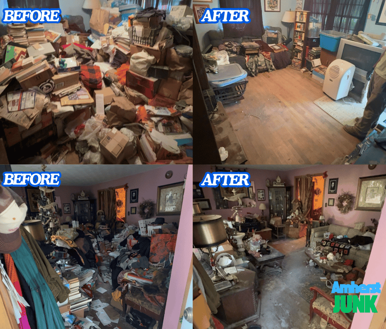 Basement cleared during hoarder home cleanout service