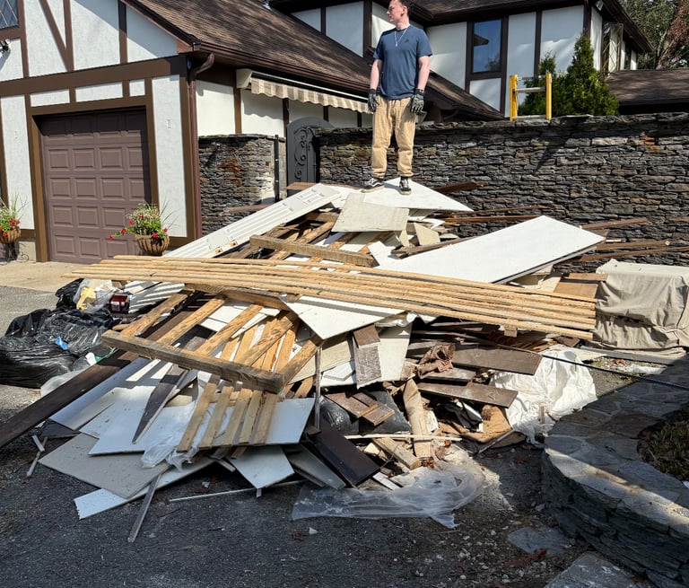 Garage debris removal during junk removal in Suffield CT