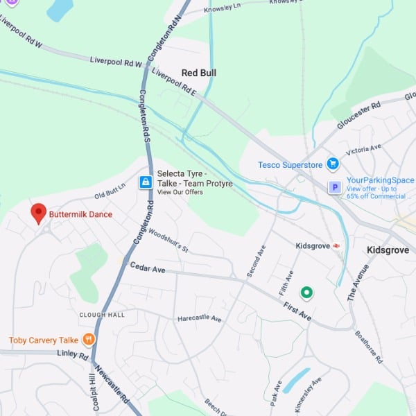 Map showing location of Buttermilk Dance Studio