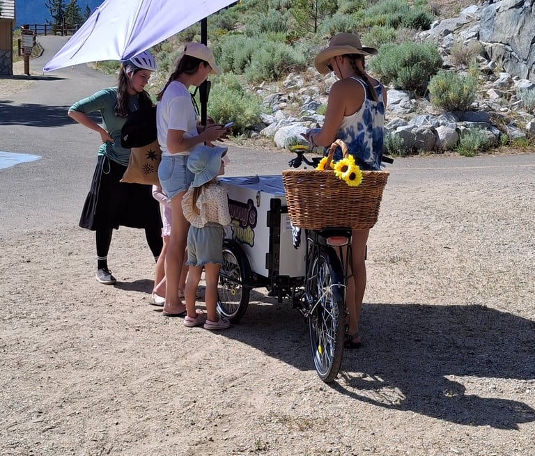 Bobbi selling some ice cream treats near Hidden Beach.