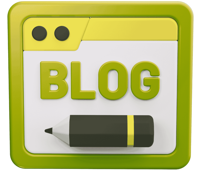 Illustration of a person writing blog content on a laptop to demonstrate blogging for digital marketing and SEO growth