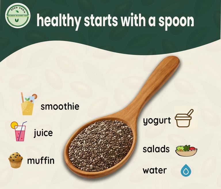 Flax seed, chia seed, sunflower seed