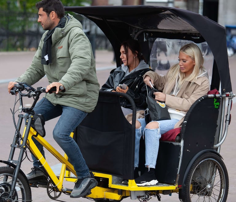 British young ladies on pedicab
