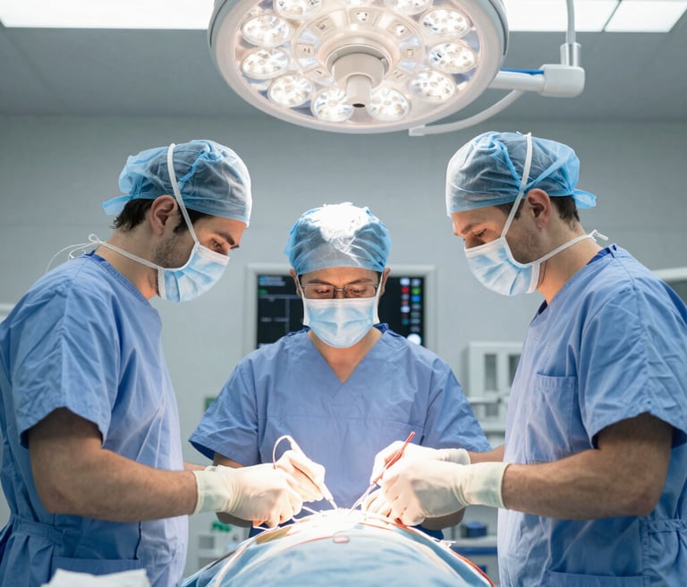 Modern medical office with otolaryngology diagnostic equipment and a caring doctor attending a young patient.