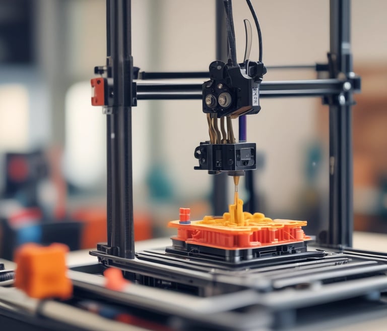Close-up of hands preparing a 3D printer for a creative project in a home workshop.
